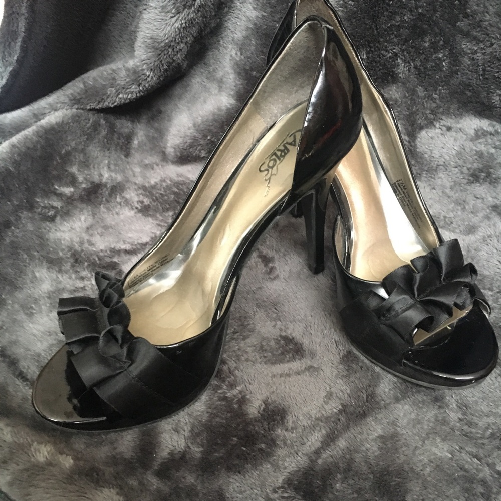 Black patent leather heels